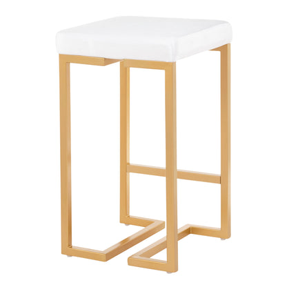 Midas - Contemporary / Glam Counter Stool (Set of 2) - Gold / White