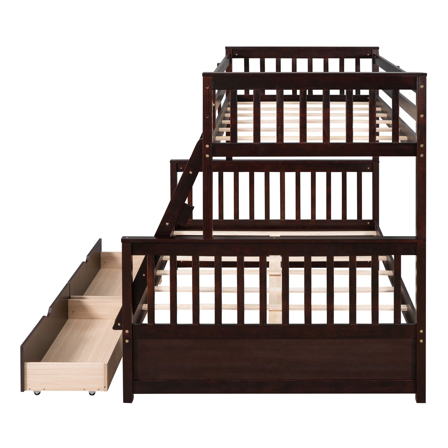 Twin Over Full Bunk Bed With Ladders And Two Storage Drawers - Espresso