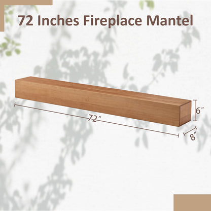 Fireplace Mantel Wooden Wall Mounted Floating Shelf 8" Deep Solid Pine Wood - Natural