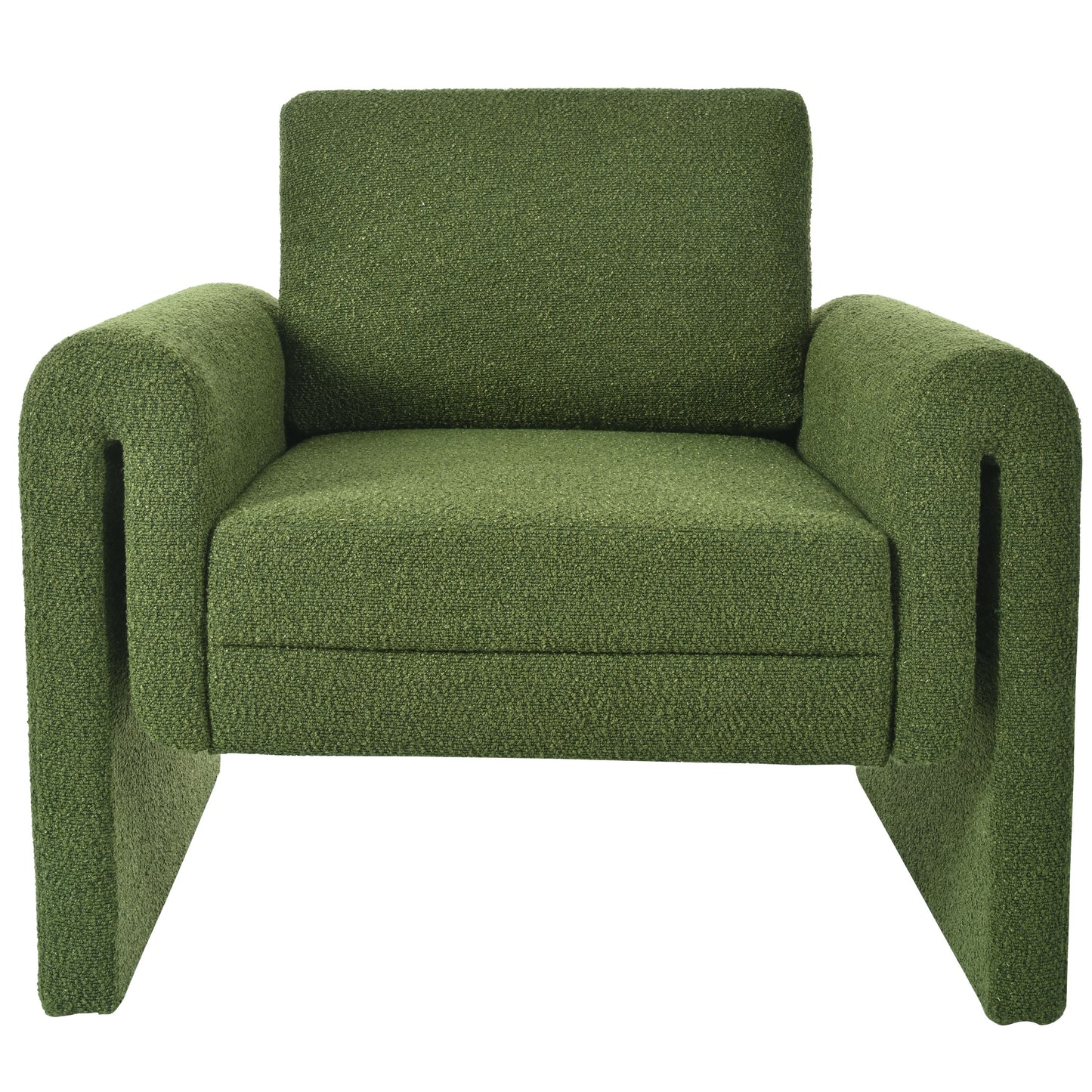 Modern Boucle Upholstered Accent Chair Sturdy Support & Luxurious Comfort Solid, Manufactured Wood - Green