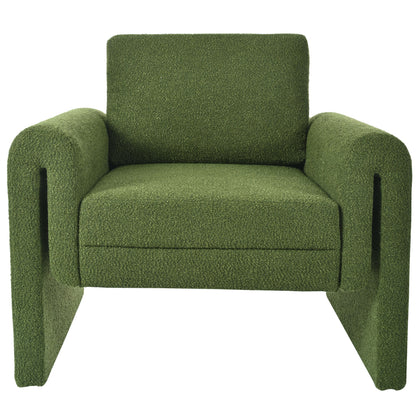 Modern Boucle Upholstered Accent Chair Sturdy Support & Luxurious Comfort Solid, Manufactured Wood - Green