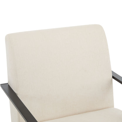 Modern Lounge Chair With Polyester Upholstery And Sturdy Metal Frame - Beige