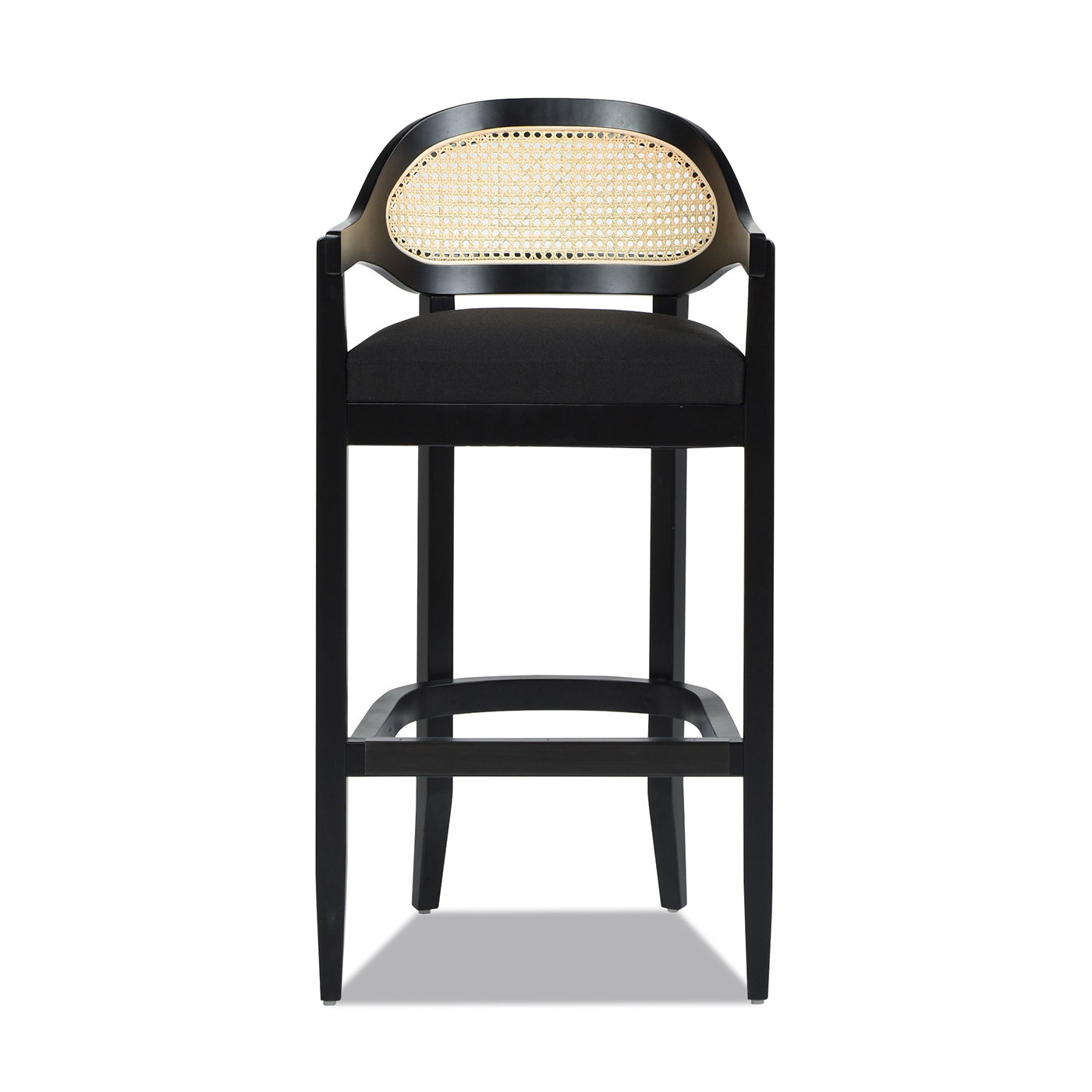 Americana - Mid-Century Modern Cane Back Bar Stool - Jet Black