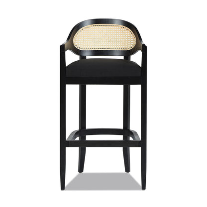 Americana - Mid-Century Modern Cane Back Bar Stool - Jet Black