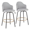 Ahoy - Contemporary Fixed Height Counter Stool Round Footrest (Set of 2) - Light Gray / Black
