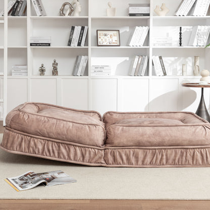 Upholstered Human Dog Bed And Pets - Bean Bag Floor Sofa With Massage Pillow, 5 Adjustable Positions & 2 Soft Pillows, Velvet With Foam And Iron Plastic Frame - Brown