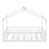 Twin Size Bed House Bed Frame & Fence - White