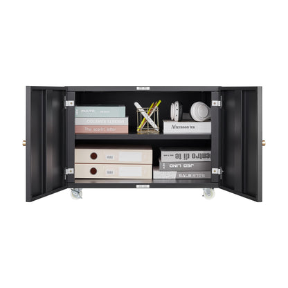 26" Office Furniture Copier Cabinet 2 Door Steel Copier Stand Mobile Pedestal File Printer Stand - Black