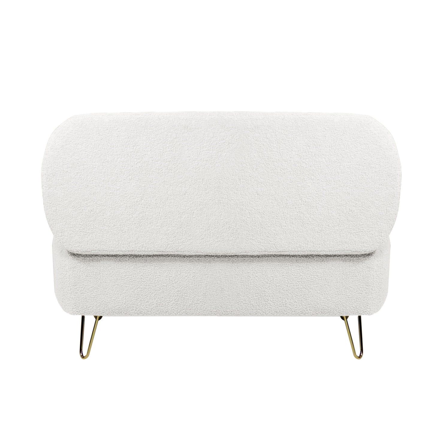 Storage Ottoman Bench For End Of Bed Gold Legs, Modern Ivory White Faux Fur Entryway Bench Upholstered Padded With Storage For Living Room Bedroom - Ivory