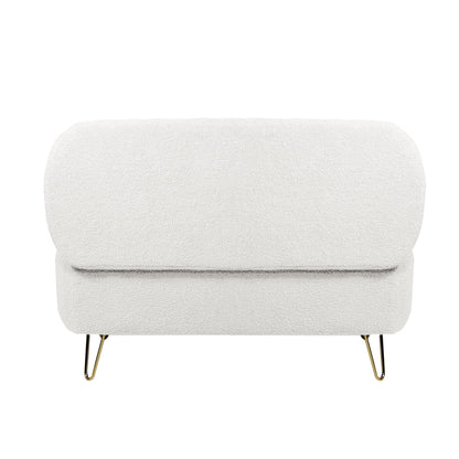 Storage Ottoman Bench For End Of Bed Gold Legs, Modern Ivory White Faux Fur Entryway Bench Upholstered Padded With Storage For Living Room Bedroom - Ivory