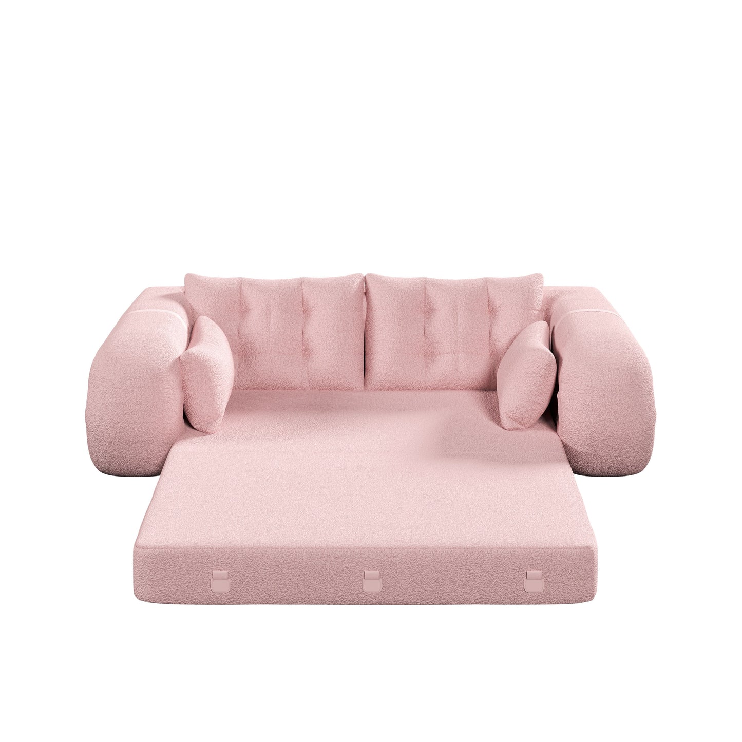 Human Dog Bed, Lazy Sofa Couch, Multifunctional Foldable Sofa Bed, 3 In 1 Teddy Fabric Sleeper Sofa Bed For Living Room Guest Bed, Playroom - Pink
