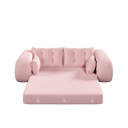 Human Dog Bed, Lazy Sofa Couch, Multifunctional Foldable Sofa Bed, 3 In 1 Teddy Fabric Sleeper Sofa Bed For Living Room Guest Bed, Playroom - Pink
