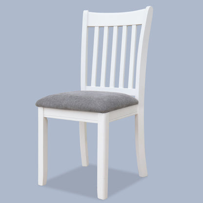 Dining Room Furniture (Set of 2) Chairs With Gray Cushioned Seats And Wooden Back - White - White