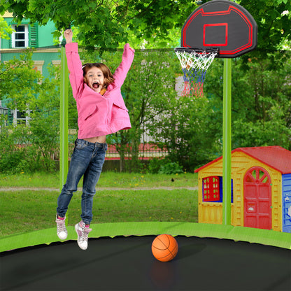 15Ft Trampoline With Basketball Hoop Inflator And Ladder (Inner Safety Enclosure) - Green