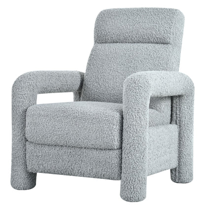 Push Back Recliner Armchair Upholstered Single Sofa With Adjustable Backrest For Living Room - Light Gray