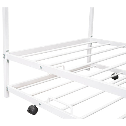 Twin Size House Bed & Trundle - White
