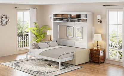 Queen Size Murphy Wall Bed With Sofa - White