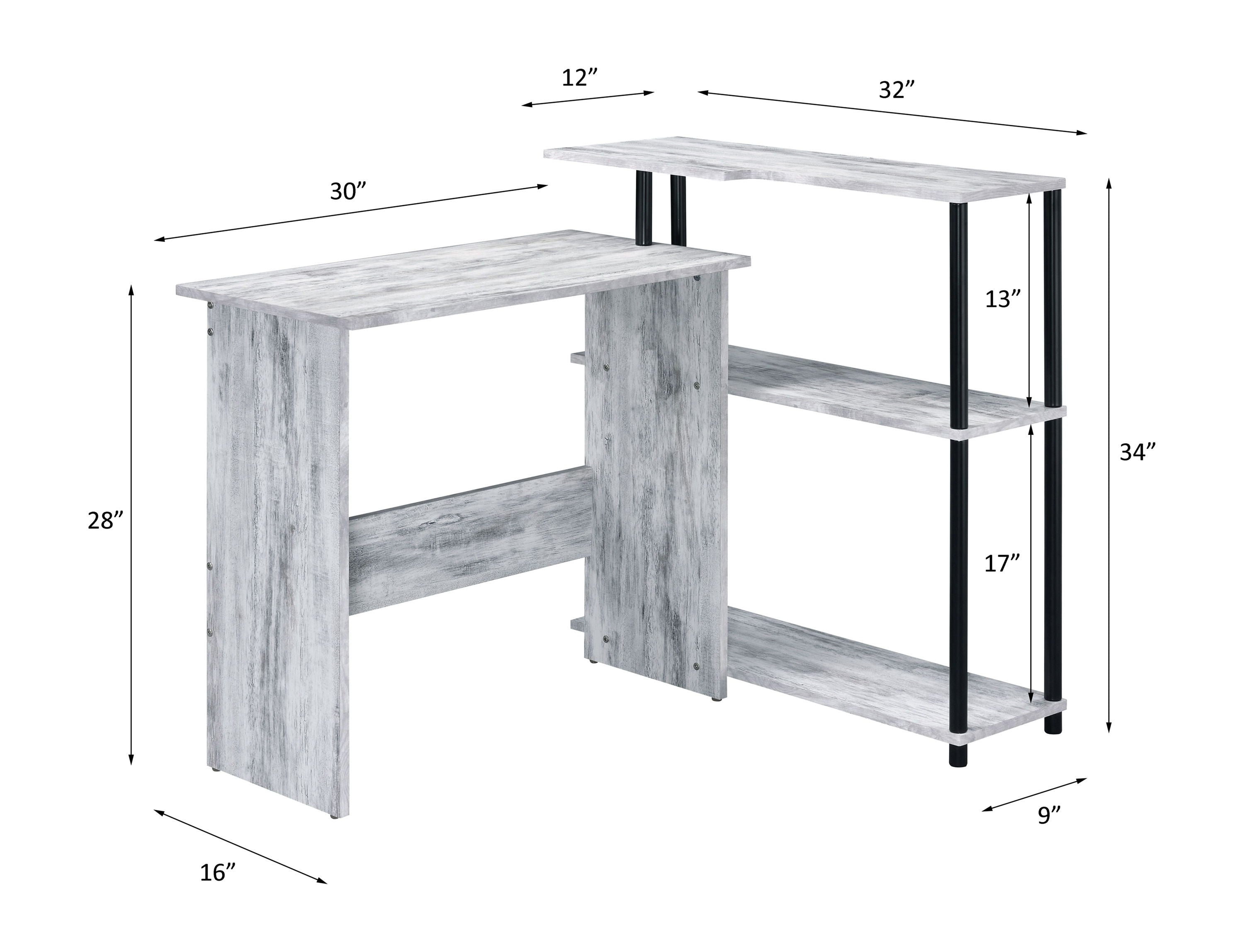 Levi - Writing Desk - Antique White / Black