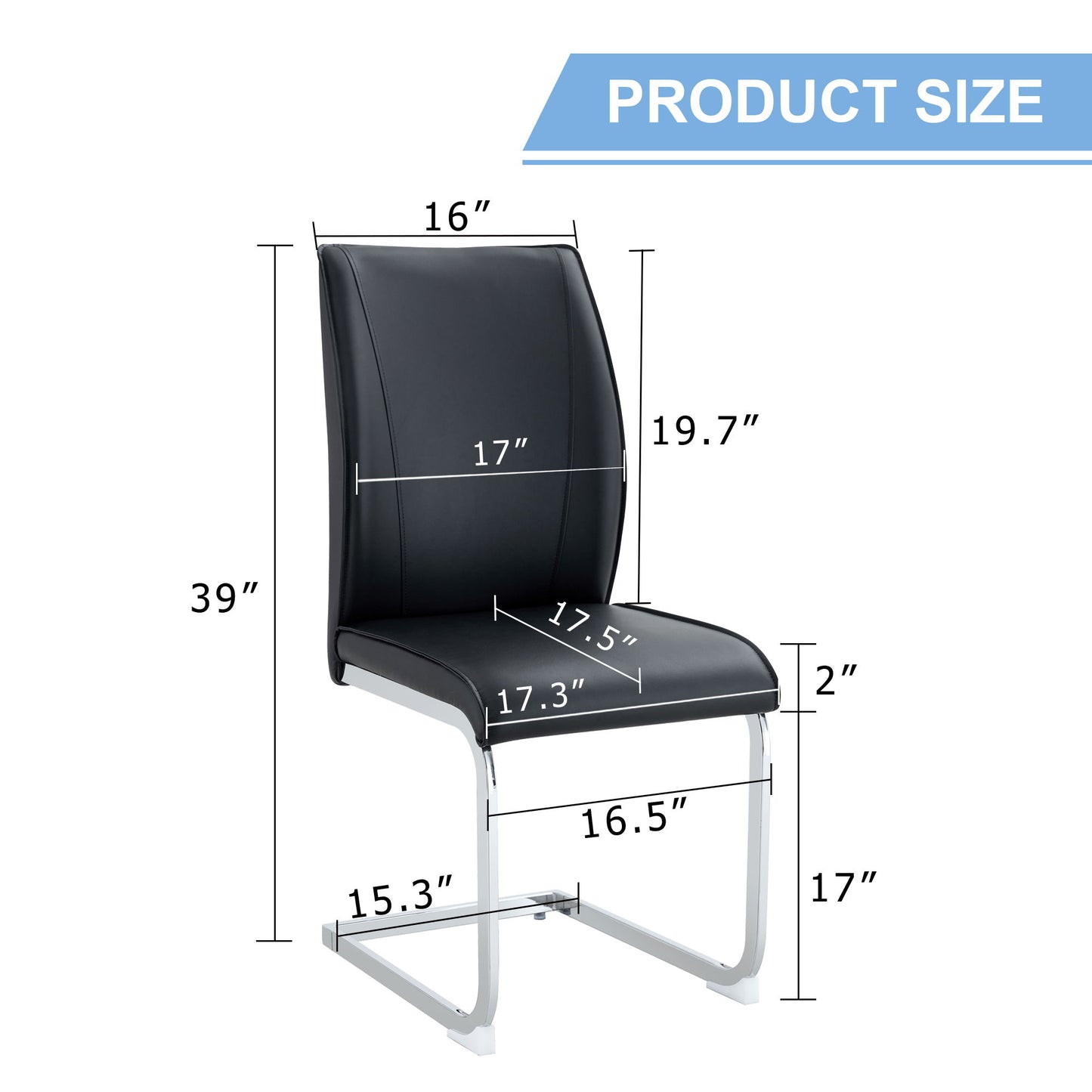 Luxurious And Minimalist Chair Covers, 2 High Elasticity Dining Chairs Metal Arched Legs - Black / Silver
