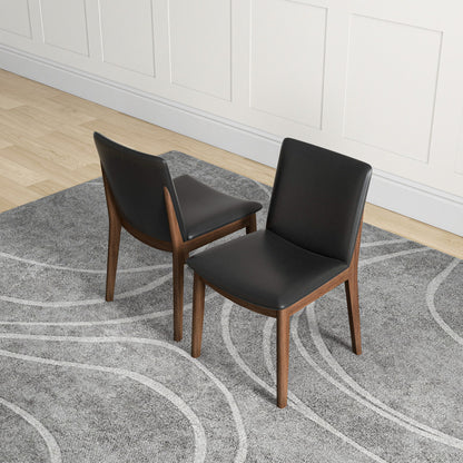 Laura - Mid-Century Modern Solid Wood Dining Chair (Set of 2) - Black