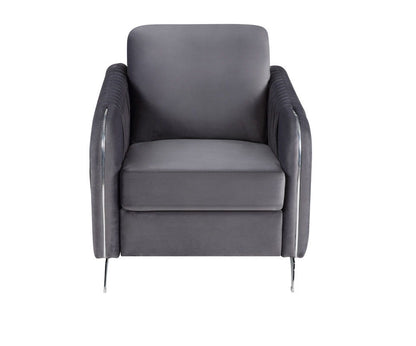 Hathaway - Velvet Modern Chic Accent Armchair - Gray