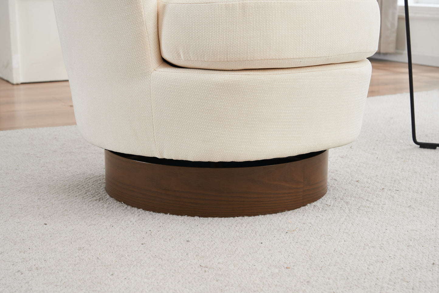 Swivel Barrel Chair, Swivel Accent Chairs Armchair For Living Room, Reading Chairs For Bedroom Comfy, Round Barrel Chairs With Gold Stainless Steel Base - Beige