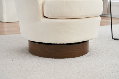 Swivel Barrel Chair, Swivel Accent Chairs Armchair For Living Room, Reading Chairs For Bedroom Comfy, Round Barrel Chairs With Gold Stainless Steel Base - Beige