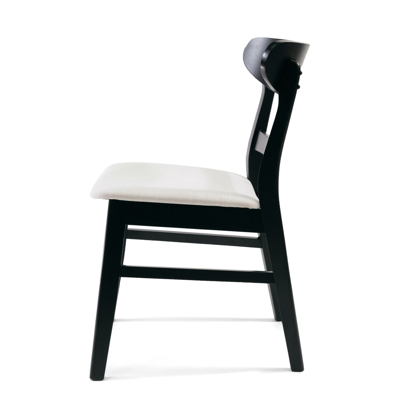 Dining Chair (Set of 2), Mid Century Dining Chairs With Cushioned Seats And Wood Frame - Light Beige / Black