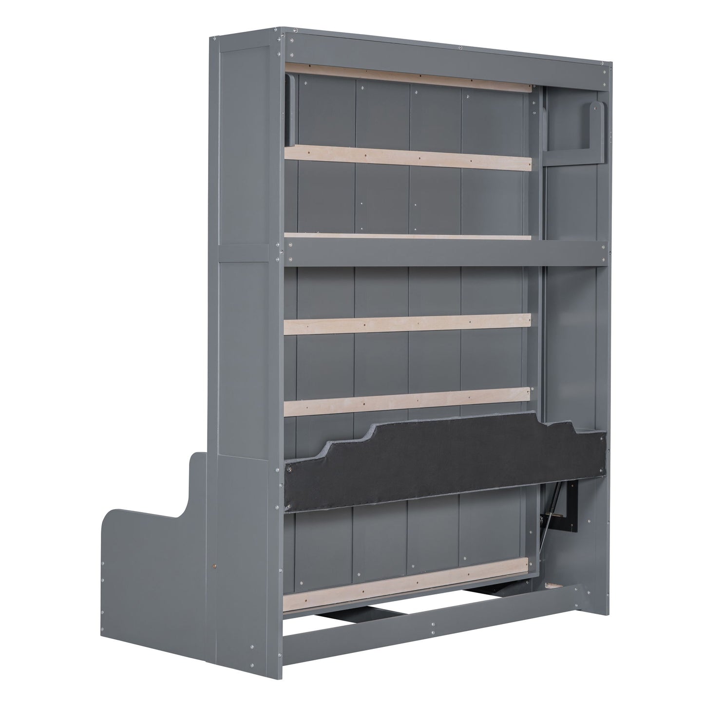 Queen Size Murphy Wall Bed With Cushion, Space Saving - Gray