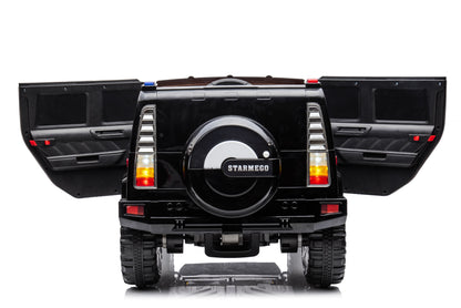 12V7A 30W*2 Four-Wheel Drive Leather Seat One Button Start, Forward And Backward, High And Low Speed, Music, Front Light, Power Display, Two Doors Can Open, 2.4G R / C, Seat Belt Four Wheel Absorber - Black