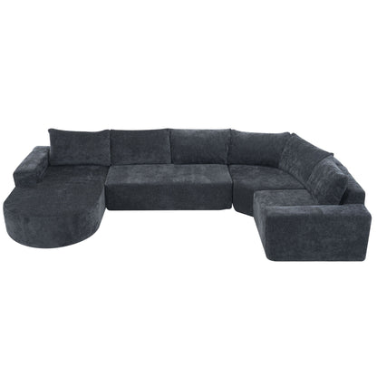 Oversized Modular Sofa Cloud Sectional Sofa Set Upholstered Couches U - Shaped Sofa With Deep Seat For Living Room - Gray
