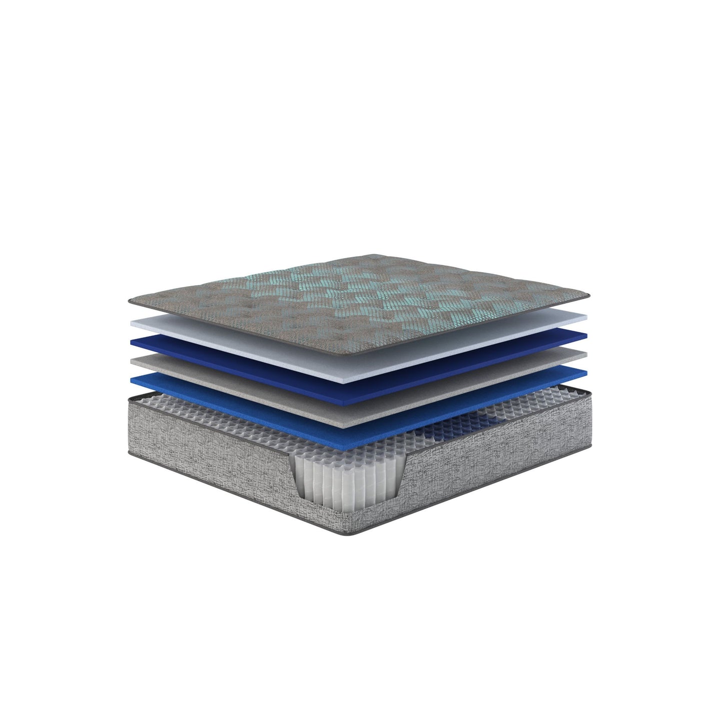 Comfort Care - 13" Queen Hybrid Mattress, Firm Comfort, Advanced Cooling - Gray / Blue