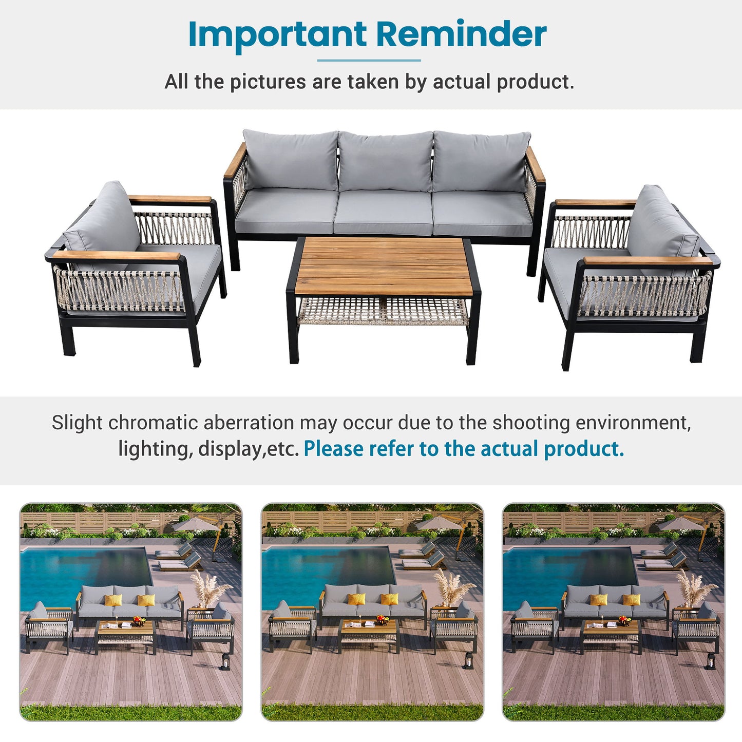 4 Pieces Outdoor Sectional Sofa Set 5 Person Patio Seating Group Outdoor Conversation Set With Cushions And A Coffee Table For Patios, Gardens, Or Balcony - Gray