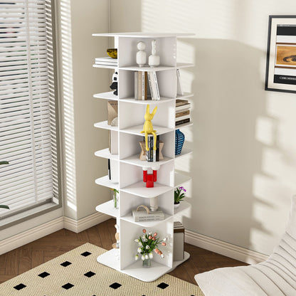 7 Tier Square Rotating Shoe Rack Tower With 360ÔøΩÔøΩ Spinning Organizer - White