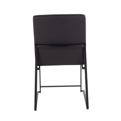Fuji - Contemporary, High Back Faux Leather Dining Chair (Set of 2) - Black