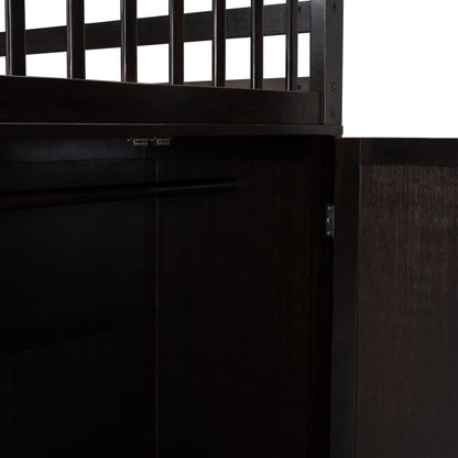 Twin Twin Over Full L Shaped Bunk Bed With 3 Drawers, Portable Desk And Wardrobe - Espresso