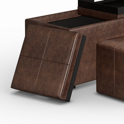 Avalon - 5 Piece Storage Ottoman - Distressed Chestnut Brown