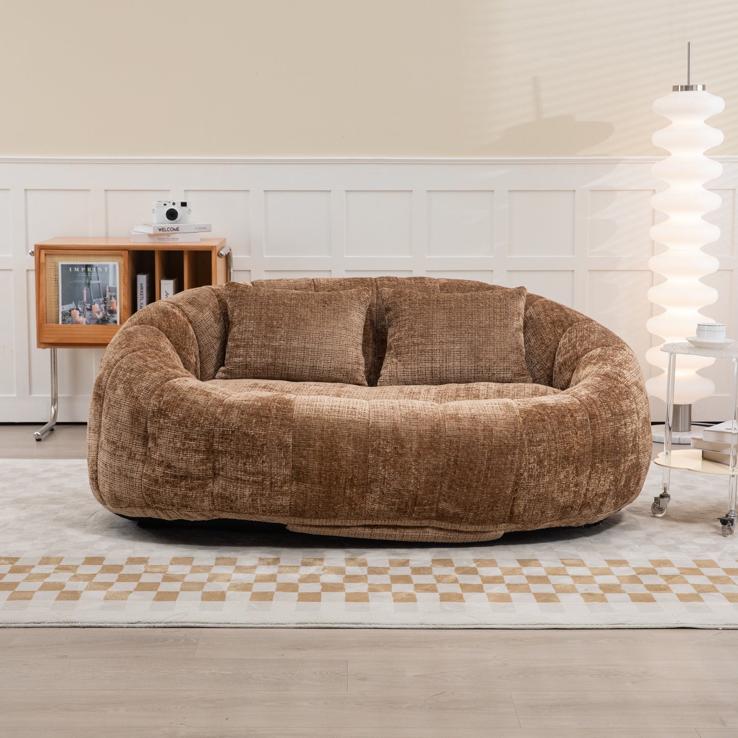 Bean Bag Sofa Lazy Sofa Durable Comfort Lounger High Back Bean Bag Chair Couch - Coffee