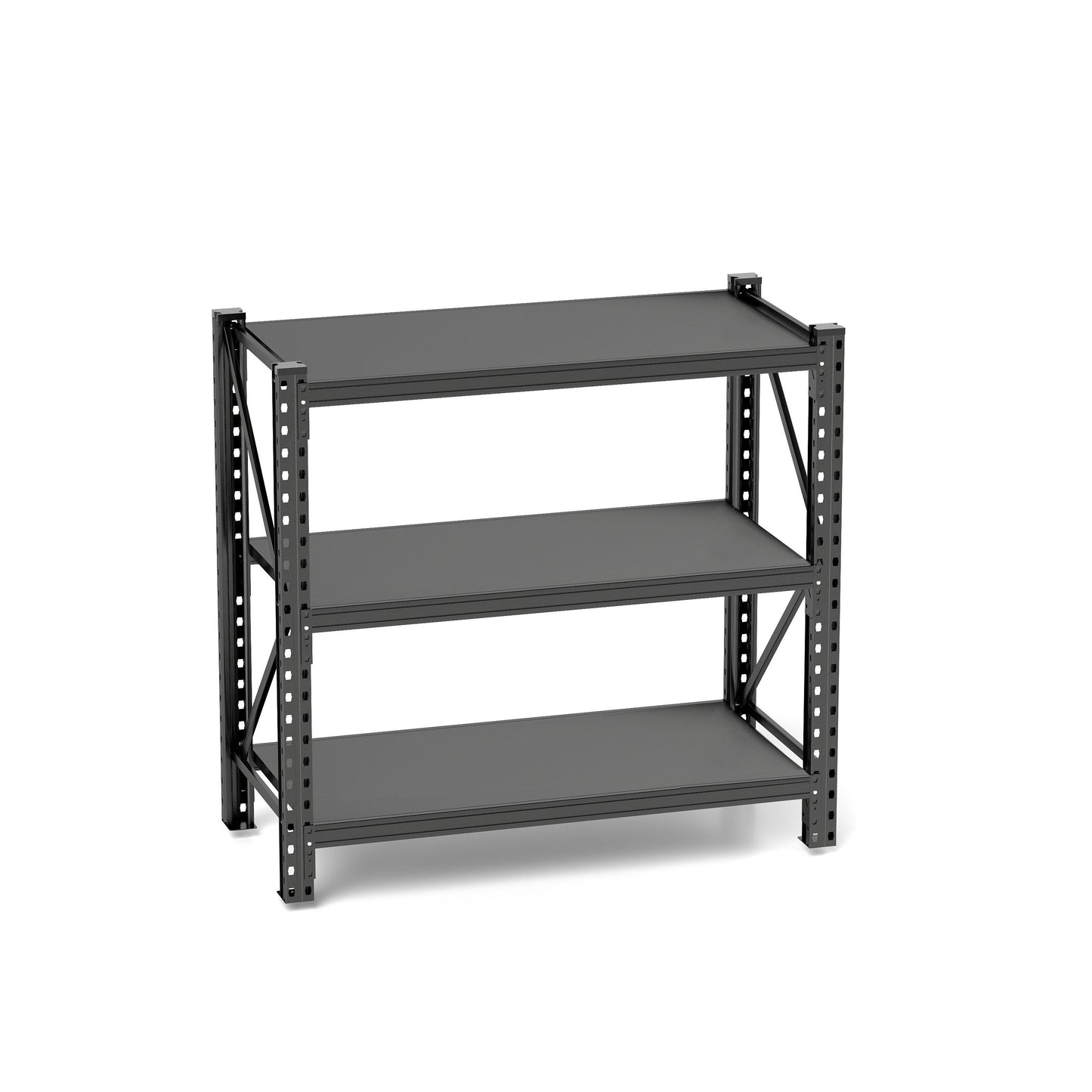3 Tier Industrial Shelving Rack, Heavy Duty Steel Shelving Unit Adjustable - Black