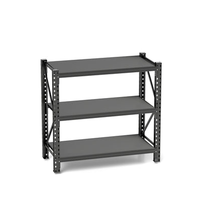 3 Tier Industrial Shelving Rack, Heavy Duty Steel Shelving Unit Adjustable - Black