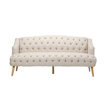 Comfy 3 Seat Sofa With Wooden Legs, For Living Room And Study - Beige