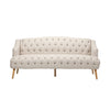 Comfy 3 Seat Sofa With Wooden Legs, For Living Room And Study - Beige