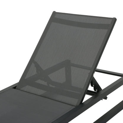 Chaise Lounge With 5 Reclining Positions, Outdoor Patio Lounge Chairs - Black / Gray