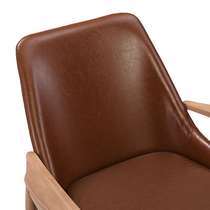 Accent Chair, Mid-Century Modern Armchair With Solid Wood Frame, Reading Leisure Chair With High Back For Living Room - Brown
