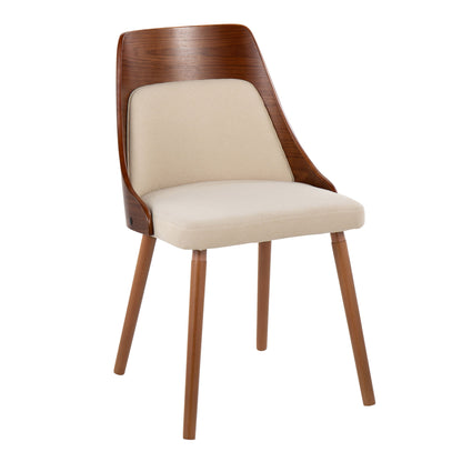 Anabelle - Mid-Century Modern Chair (Set of 2) - Cream / Walnut