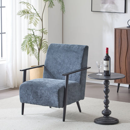 Modern Lounge Chair With Polyester Upholstery And Sturdy Metal Frame - Blue Gray