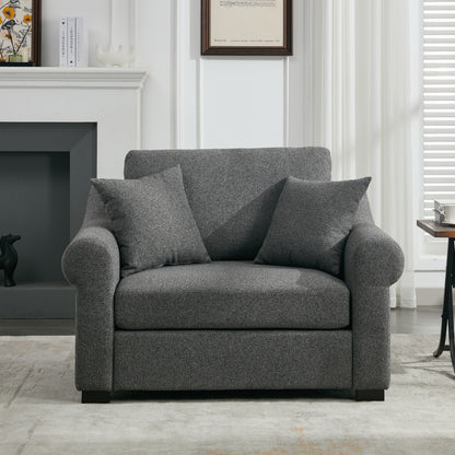 Modern Chenille Oversized Armchair, Chair And A Half, Single Sofa For Bedroom, Living Room, Wide - Gray