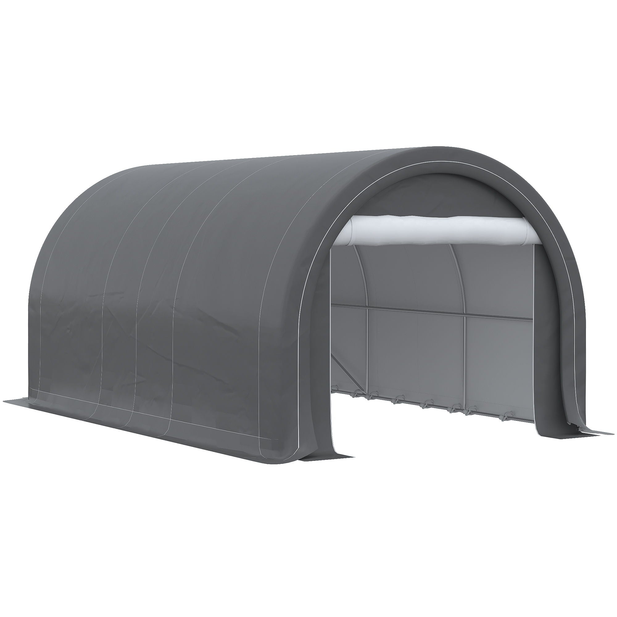Outsunny - 10' x 16' Carport, Heavy Duty Portable Garage Storage Tent With Large Zippered Door, Anti-Uv Pe Canopy Cover For Car, Truck, Boat, Motorcycle, Bike, Garden Tools, Outdoor Work - Gray