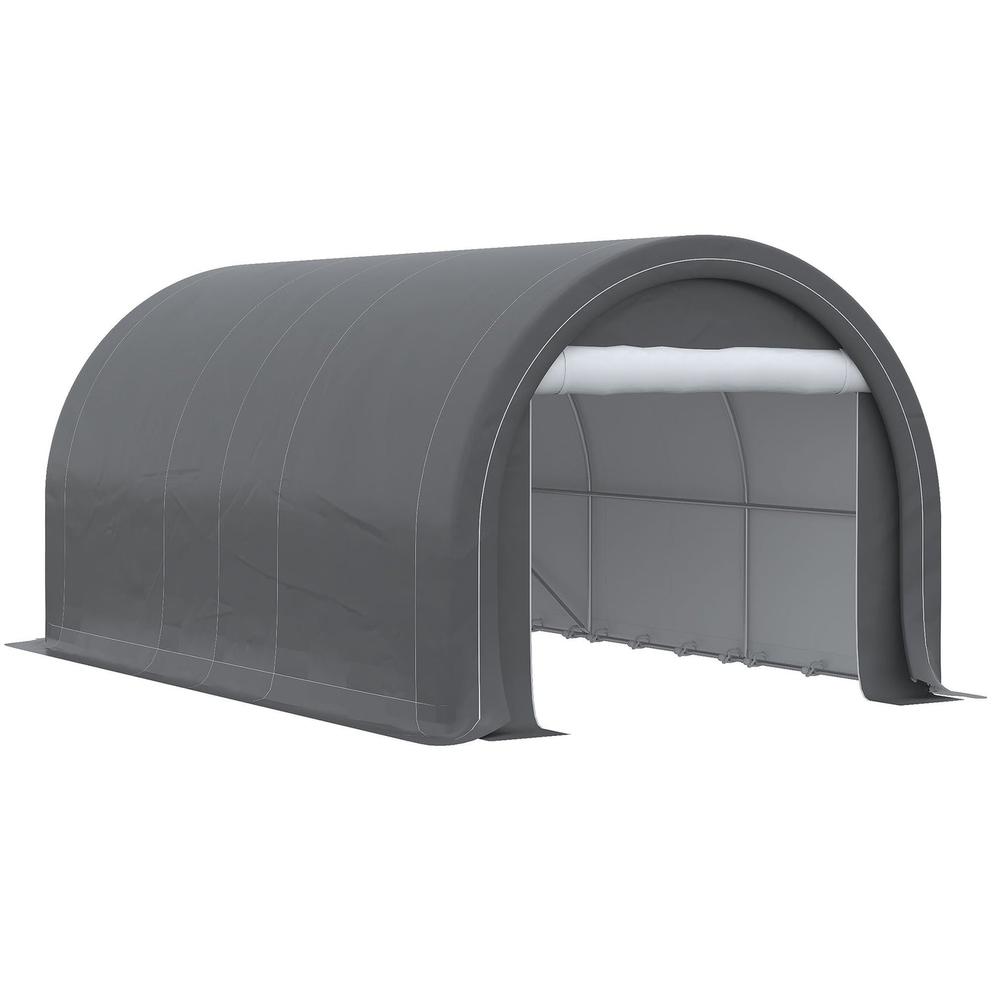 Outsunny - 10' x 16' Carport, Heavy Duty Portable Garage Storage Tent With Large Zippered Door, Anti-Uv Pe Canopy Cover For Car, Truck, Boat, Motorcycle, Bike, Garden Tools, Outdoor Work - Gray