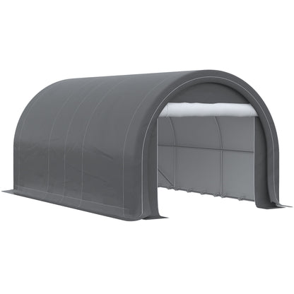 Outsunny - 10' x 16' Carport, Heavy Duty Portable Garage Storage Tent With Large Zippered Door, Anti-Uv Pe Canopy Cover For Car, Truck, Boat, Motorcycle, Bike, Garden Tools, Outdoor Work - Gray